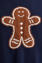 Navy Sweater with a brown gingerbread man