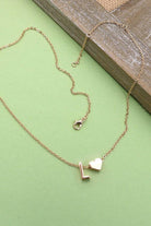 Brass Initial Heart Charm Necklace. Letter A