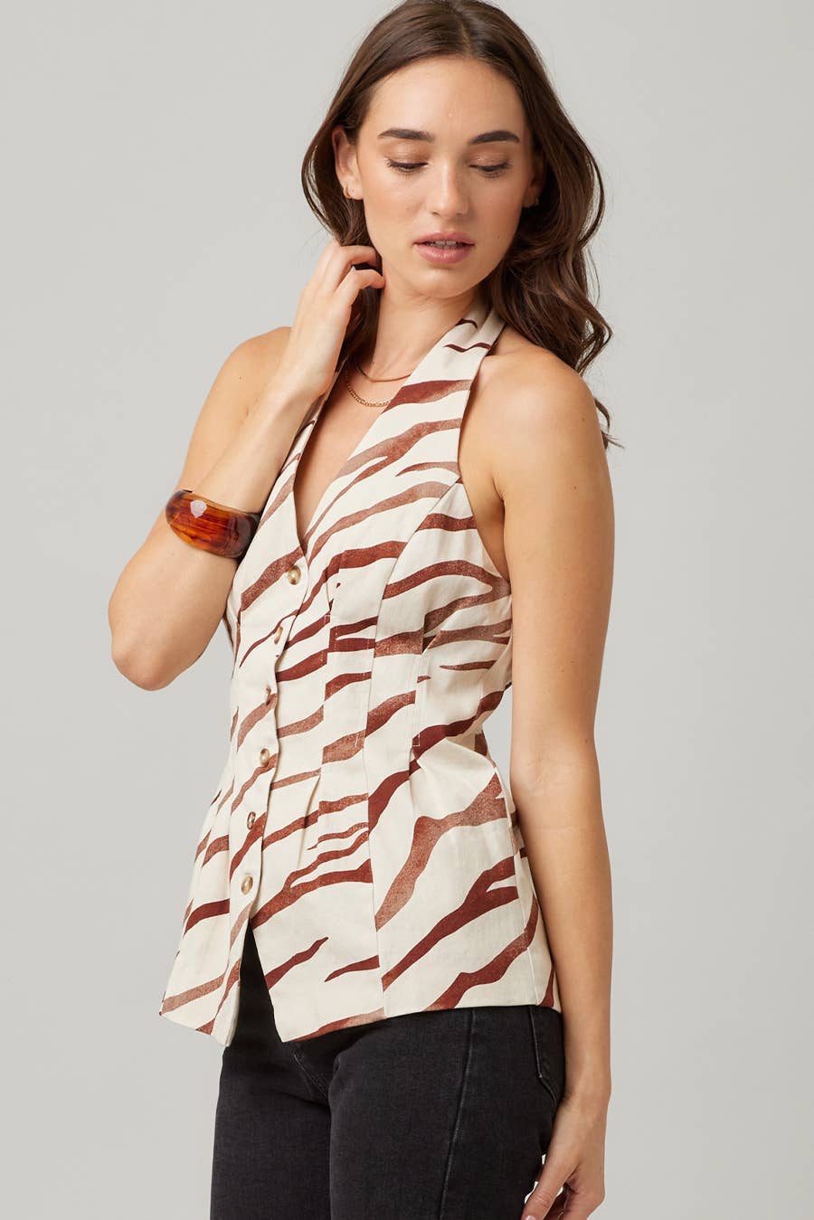 Tiger Print Halter Vest