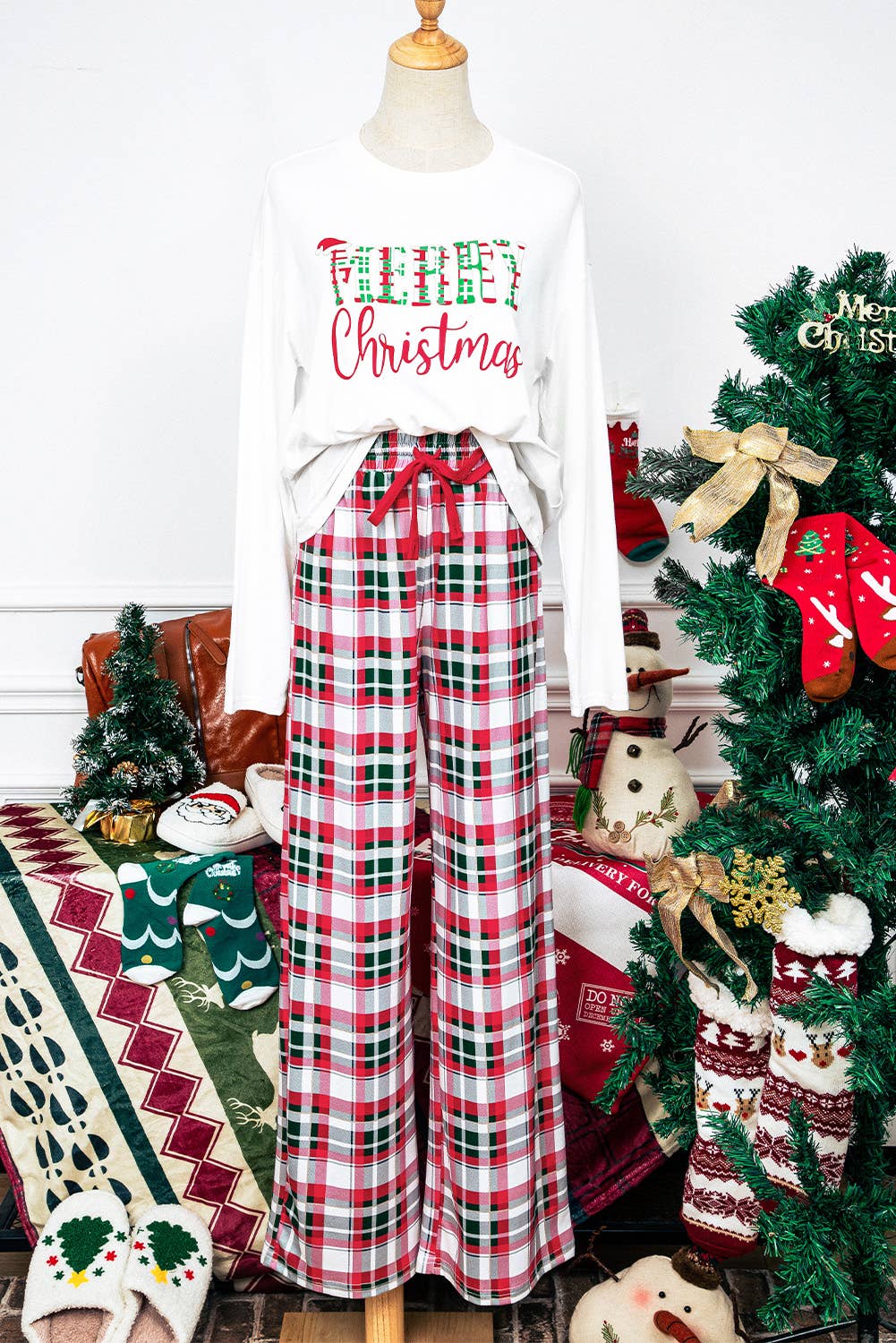 Merry Christmas Plaid PJ Set