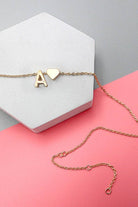 Brass Initial Heart Charm Necklace