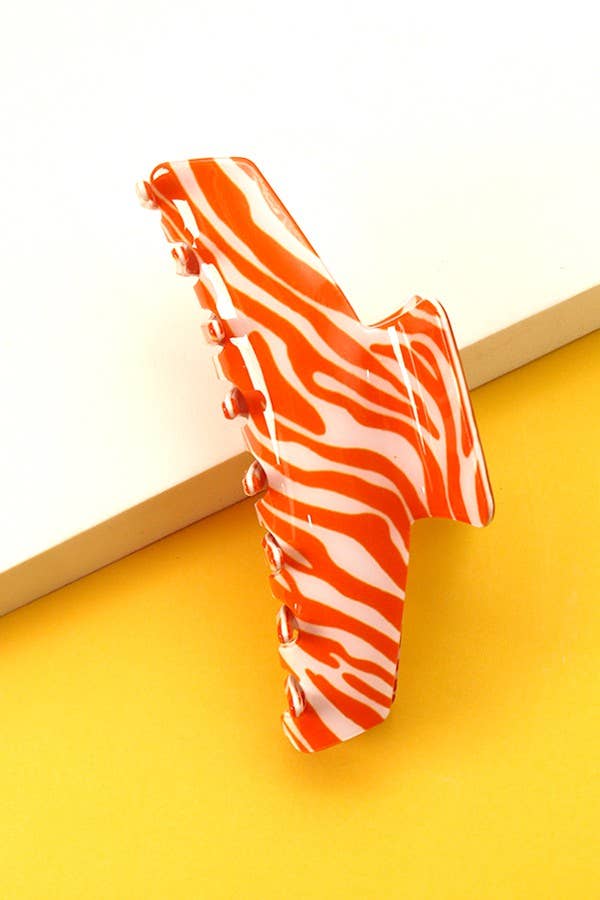 Orange Tiger Print Hair Claw