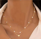 18K Pearl & Heart Layered Necklace
