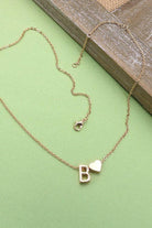 Brass Initial Heart Charm Necklace