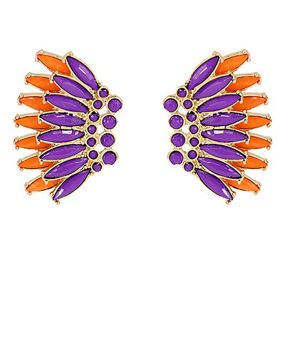 Winged Clemson Gameday Purple & Orange Earrings
