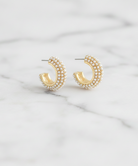Gold and Seed Pearl Pave Hoop Earrings