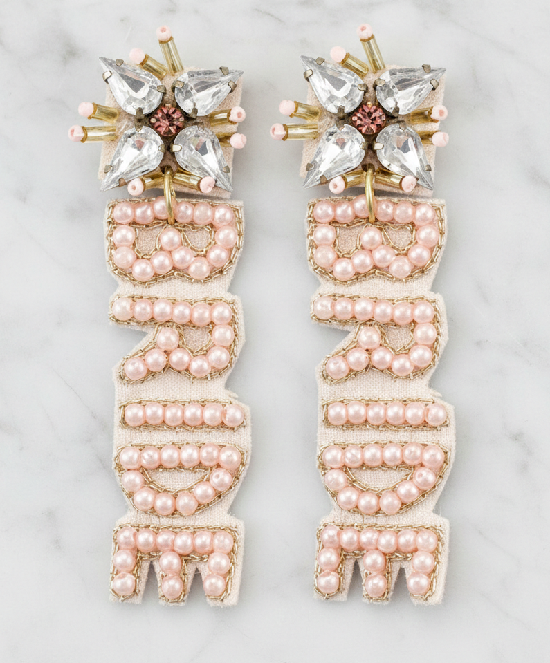 Pink Bride Seed Bead Earrings