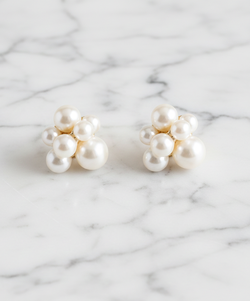Pearl Cluster Stud Earrings