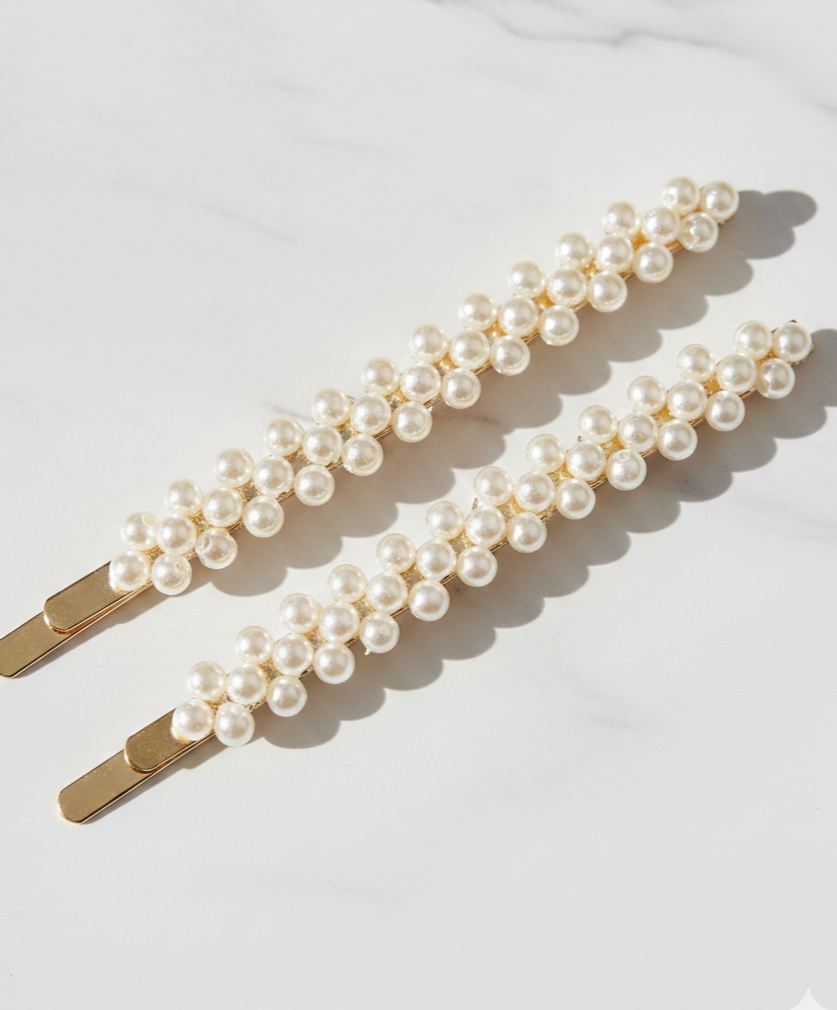 Dual-Row Pearl Barrettes