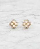 Pavé & Pearl Quatrefoil Studs