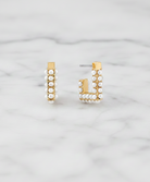 Square Pearl & Gold Hoops