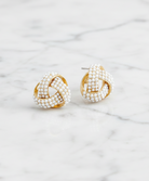 Gold Knotted Pearl Stud Earrings