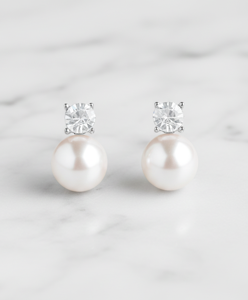 Crystal & Pearl Solitaire Studs