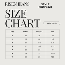 Load image into Gallery viewer, size chart for Risen White Mid-Rise Ankle Boot-Cut Jeans
