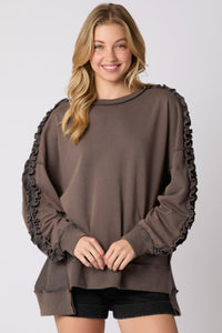 Ruffled Arm Pullover