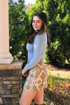 Pink, blue, yellow, cream, Jacquard Woven Wrap Skirt