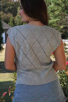 Gray Cable Knit Floral Sweater