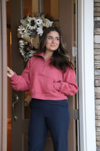 Load image into Gallery viewer, Berry Funnel Neck Half Zip &amp; navy joggers
