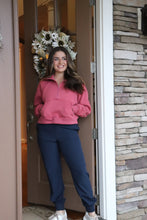 Load image into Gallery viewer, Berry Funnel Neck Half Zip &amp; navy joggers
