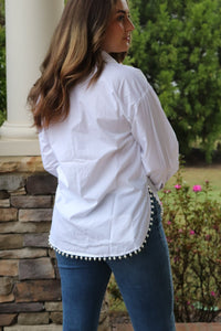 White blouse Pearl Accents