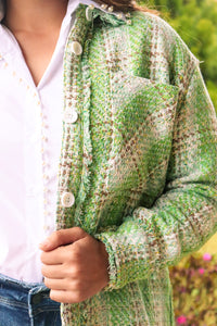 Soft Green Tweed Button Jacket