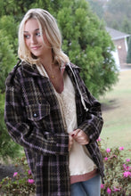 Load image into Gallery viewer, Brown Plaid Shacket with pops of pink &amp; olive
