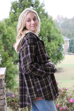 Load image into Gallery viewer, Brown Plaid Shacket with pops of pink &amp; olive
