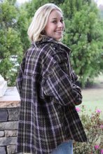 Load image into Gallery viewer, Brown Plaid Shacket with pops of pink &amp; olive
