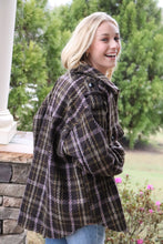 Load image into Gallery viewer, Brown Plaid Shacket with pops of pink &amp; olive
