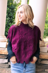 Side-Tie Scalloped Burgundy Sweater Vest