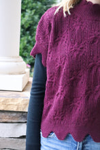 Load image into Gallery viewer, Side-Tie Scalloped Burgundy Sweater Vest
