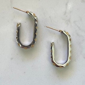 Two-tone gold & silver Oval Watchband Earrings