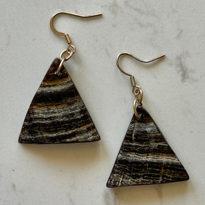 Triangle Acrylic Brown/Black Earrings