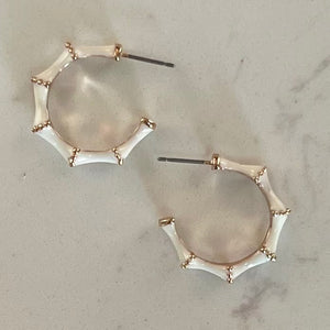 White Bamboo Shaped Hoops