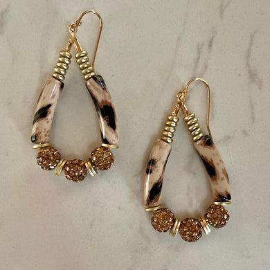 Animal Print/Rhinestone Teardrop Earrings