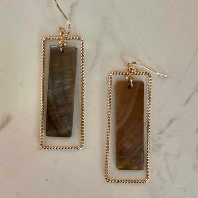 Rectangle Shell/Gold Earrings