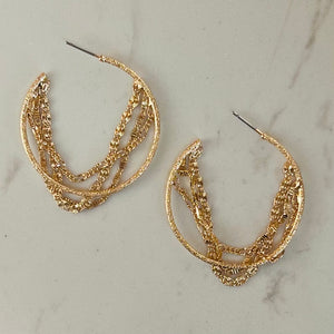 Brass Chain Gold Hoops