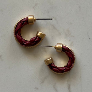 Wine Twist Leather Hoops