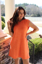 Orange Shift Dress w/Stud Details