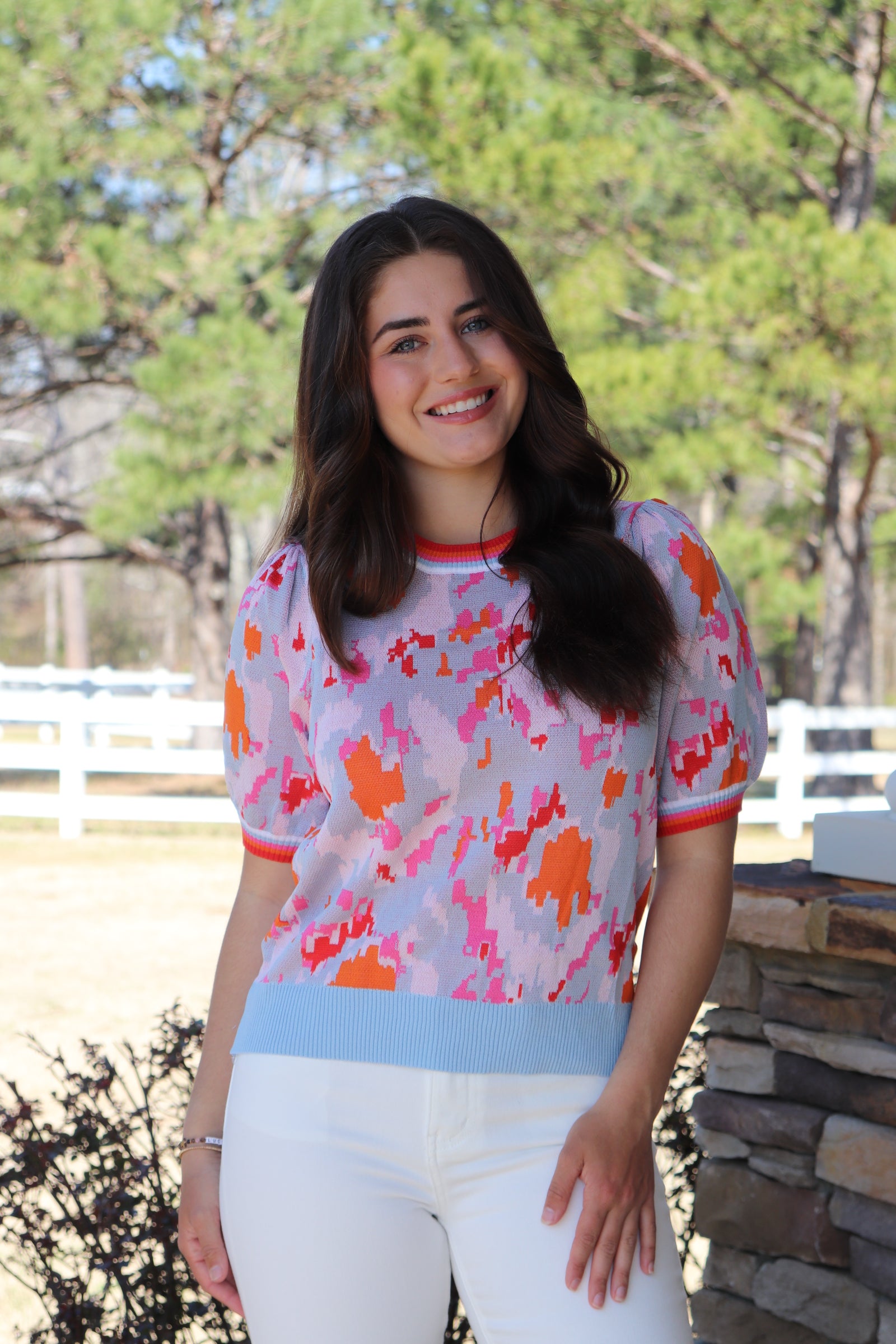 Powder Blue Multi Knit Top