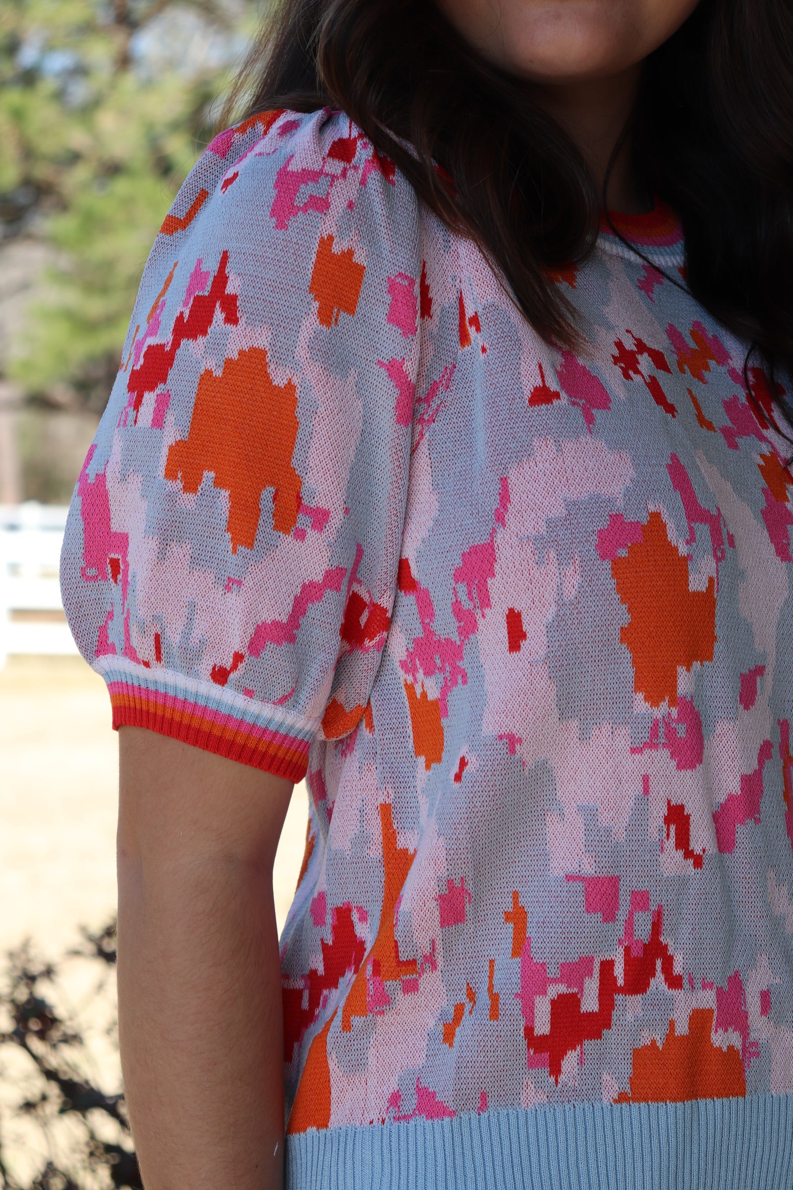 Powder Blue Multi Knit Top