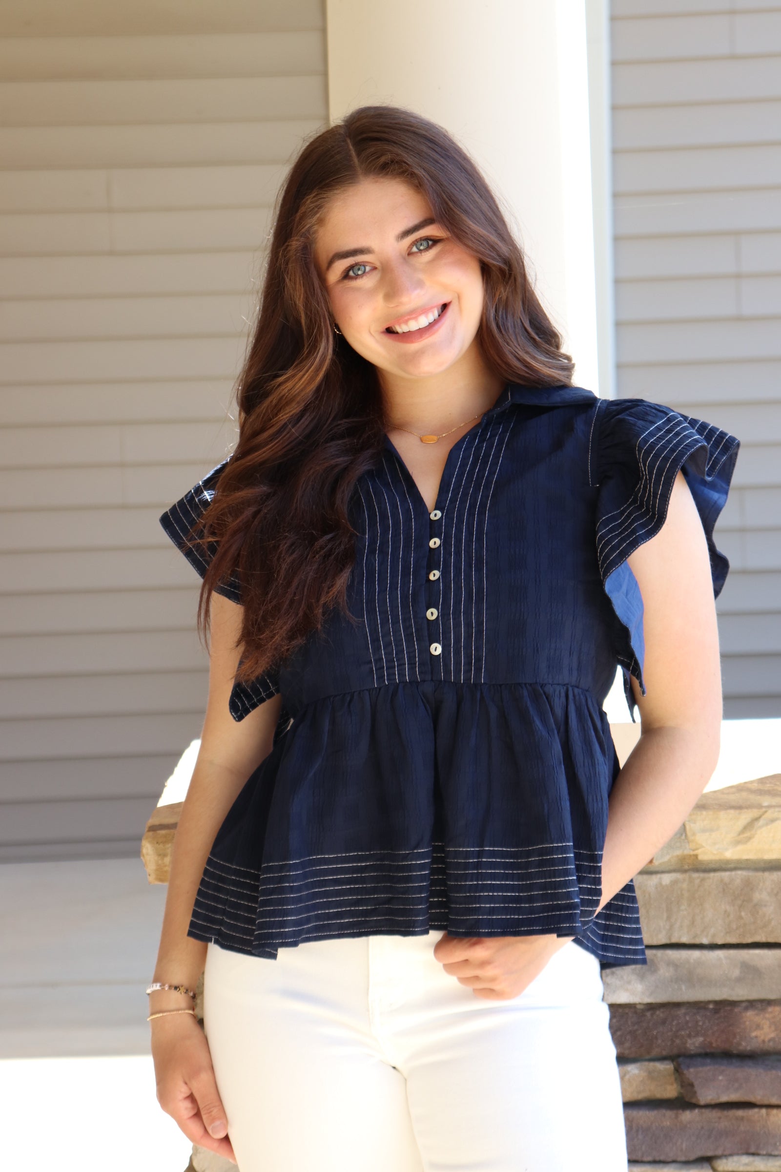 Nautical Navy Short Sleeve Top