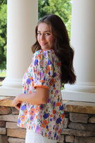 "Bella" Orange & Purple Floral Top