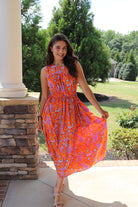 Orange/Purple Paisley Midi Dress