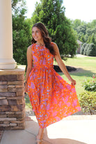 Orange/Purple Paisley Midi Dress