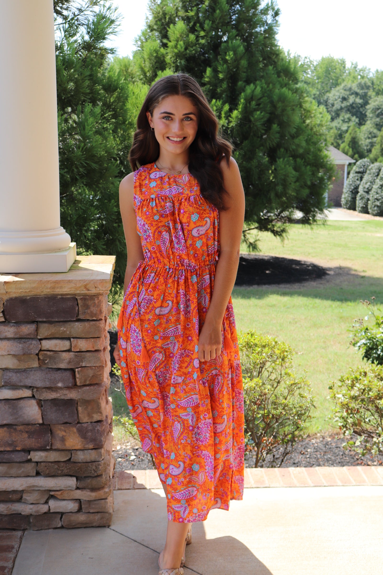 Sheila Orange/Purple Paisley Dress Medium