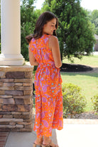 Orange/Purple Paisley Midi Dress