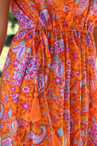 Orange/Purple Paisley Midi Dress