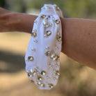 White headband with Pearl & Crystals