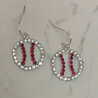 Rhinestone Baseball Earrings